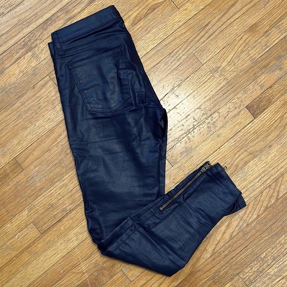 Current Elliott The Soho Zip Stiletto Blue Coated Jeans - Picture 2 of 7
